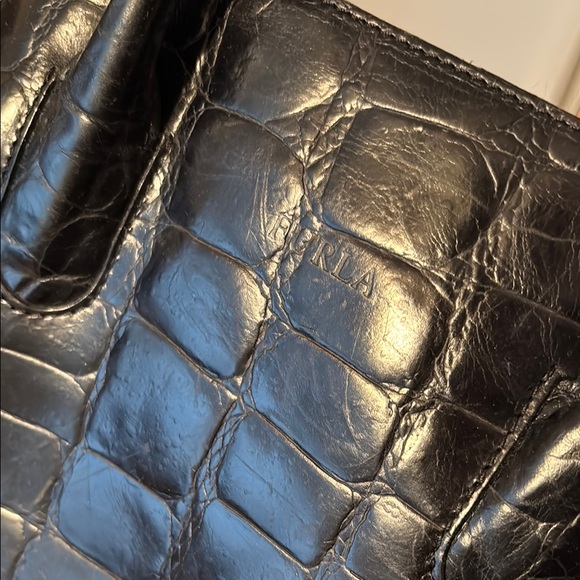 FURLA Black Crocodile-Embossed Tote Bag - Picture 7 of 15